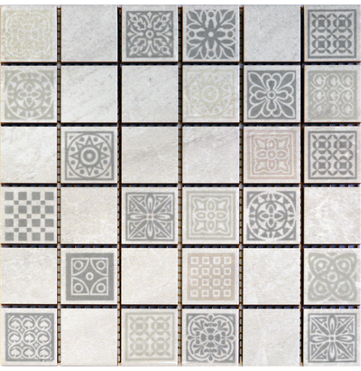 Мозаика Атриум 200х200 серый орнамент   УТ000006350